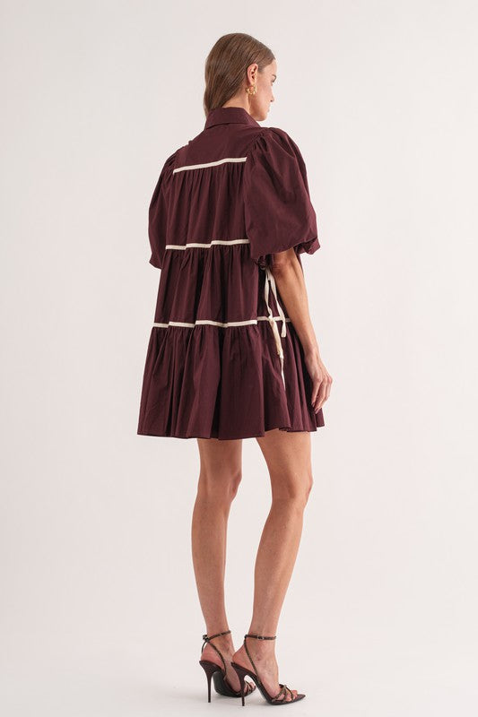 Vestido Burgundy/ hueso