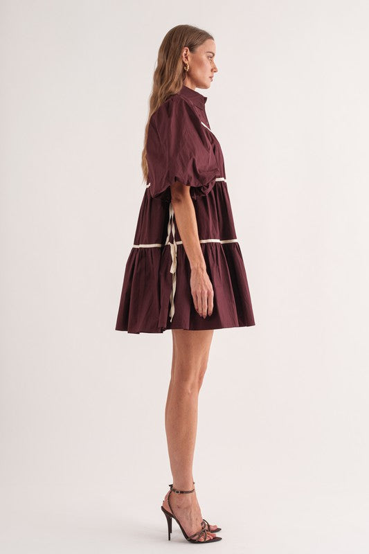 Vestido Burgundy/ hueso
