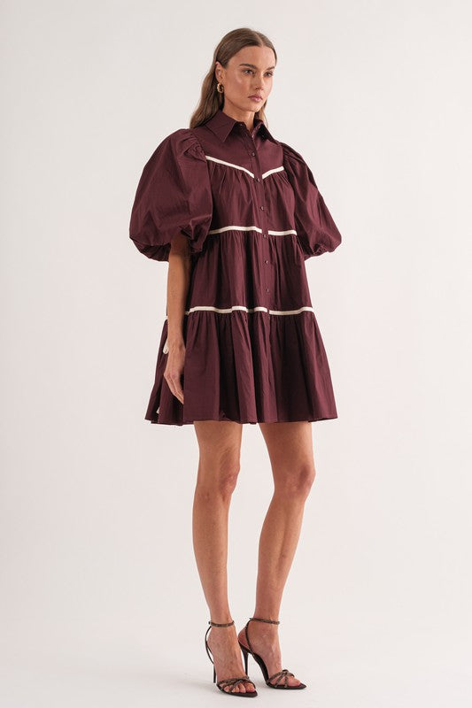 Vestido Burgundy/ hueso