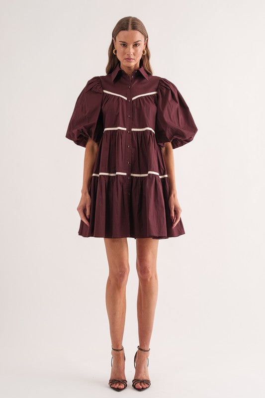 Vestido Burgundy/ hueso