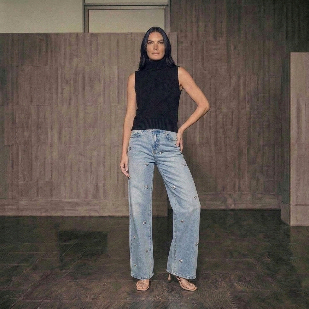 Jeans moños de cristal