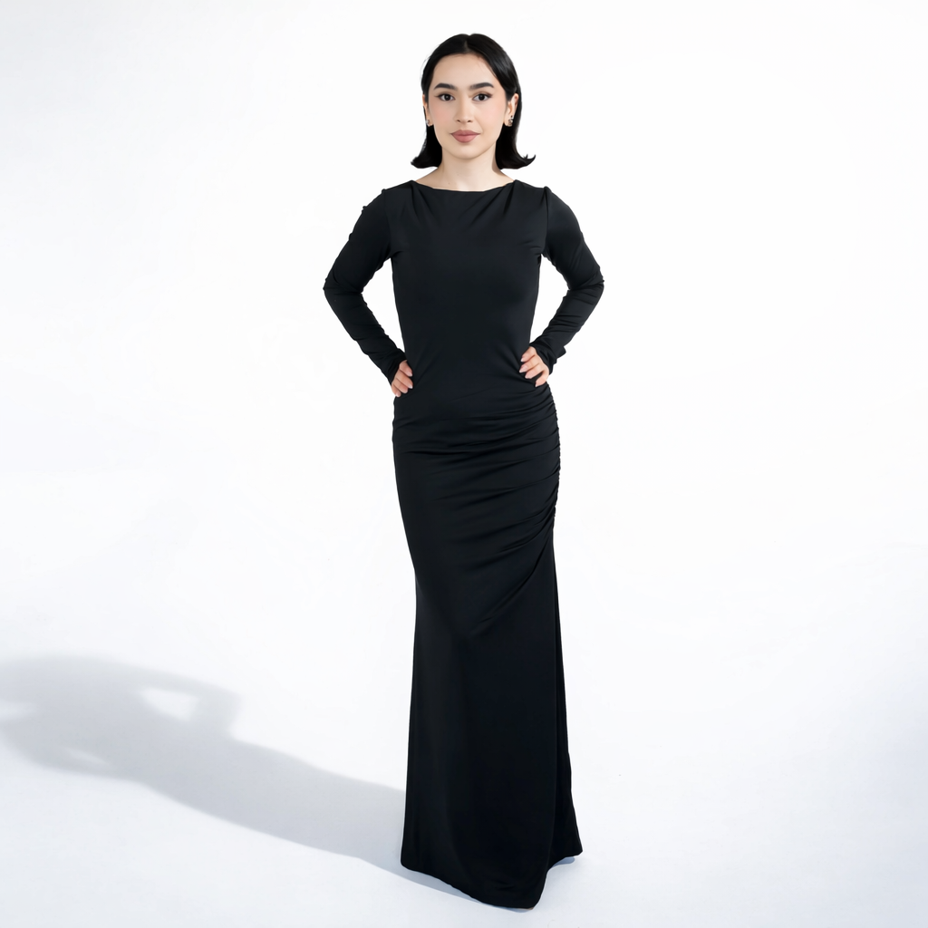 Maxivestido negro espalda descubierta