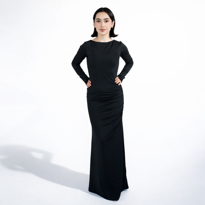 Maxivestido negro espalda descubierta