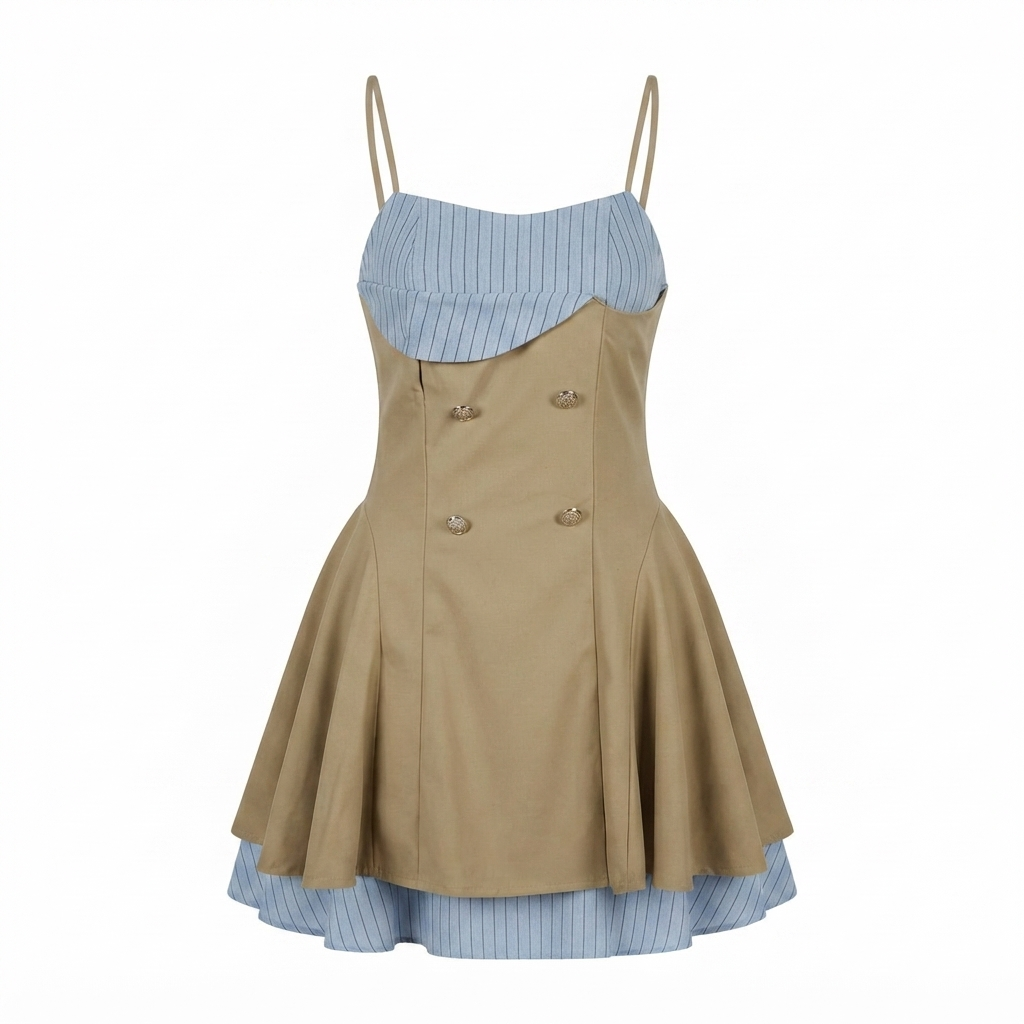 Vestido Melissa stripes/kakhy