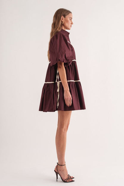 Vestido Burgundy/ hueso