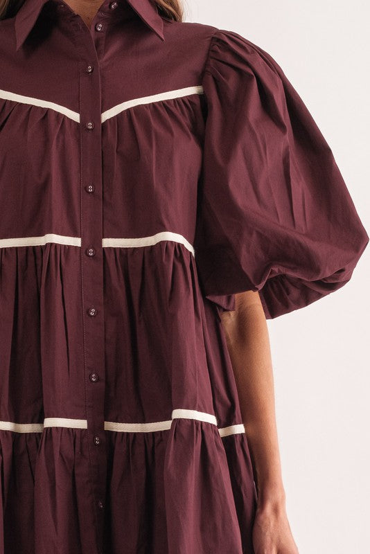 Vestido Burgundy/ hueso
