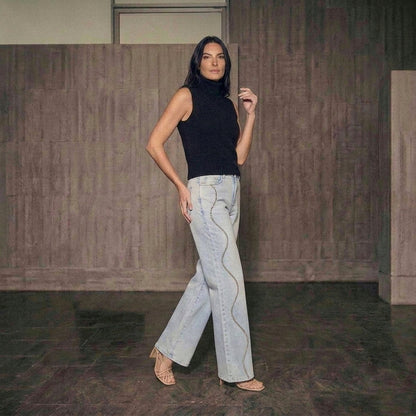 Jeans con aplicaciones espiral