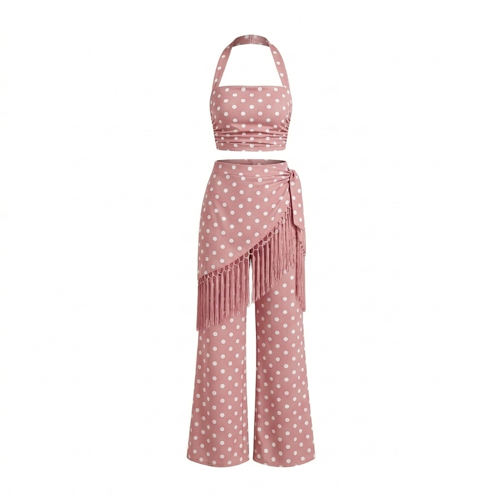 Set 3 piezas Debani Pink White polka dot
