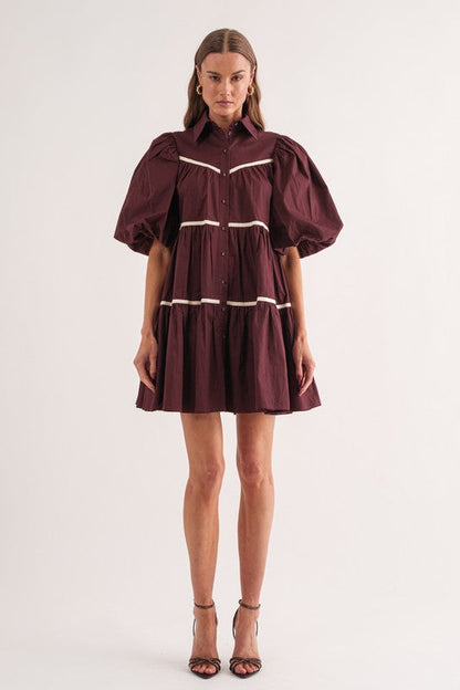 Vestido Burgundy/ hueso