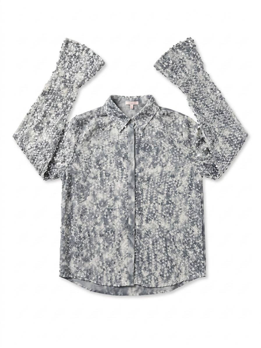 Camisa lentejuela mangas con detalle