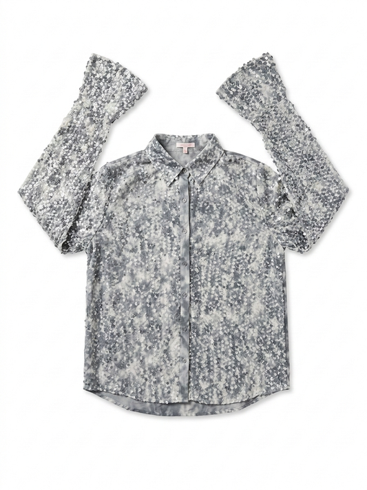 Camisa lentejuela mangas con detalle