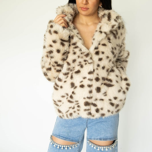 Fur coat mixed BROWN