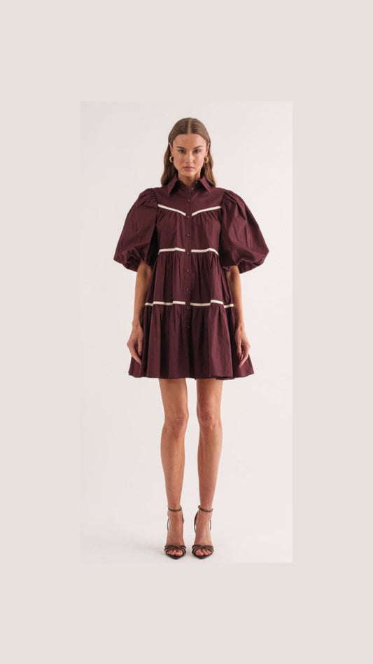 Vestido Burgundy/ hueso