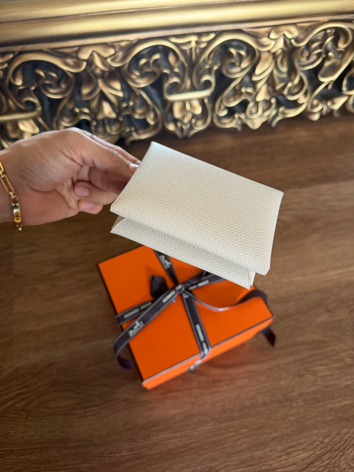 Tarjetero duo Hermes blanco  NUEVO