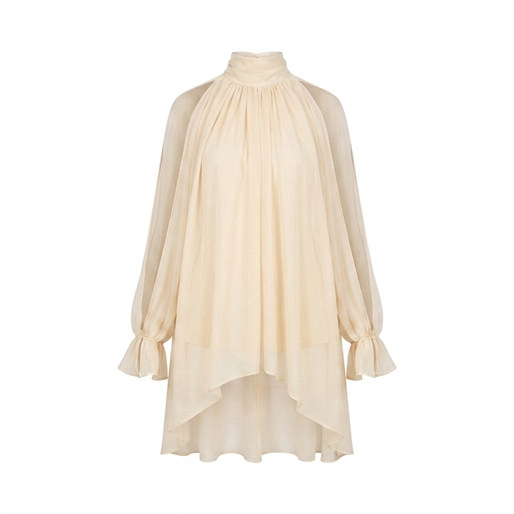 Blusa Camila abertura mangas crema