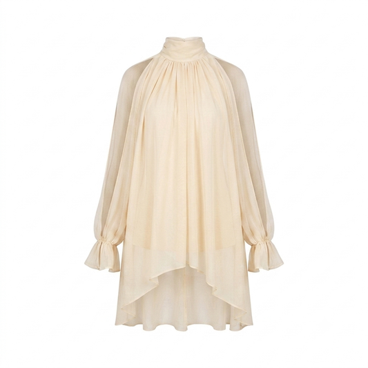 Blusa Camila abertura mangas crema
