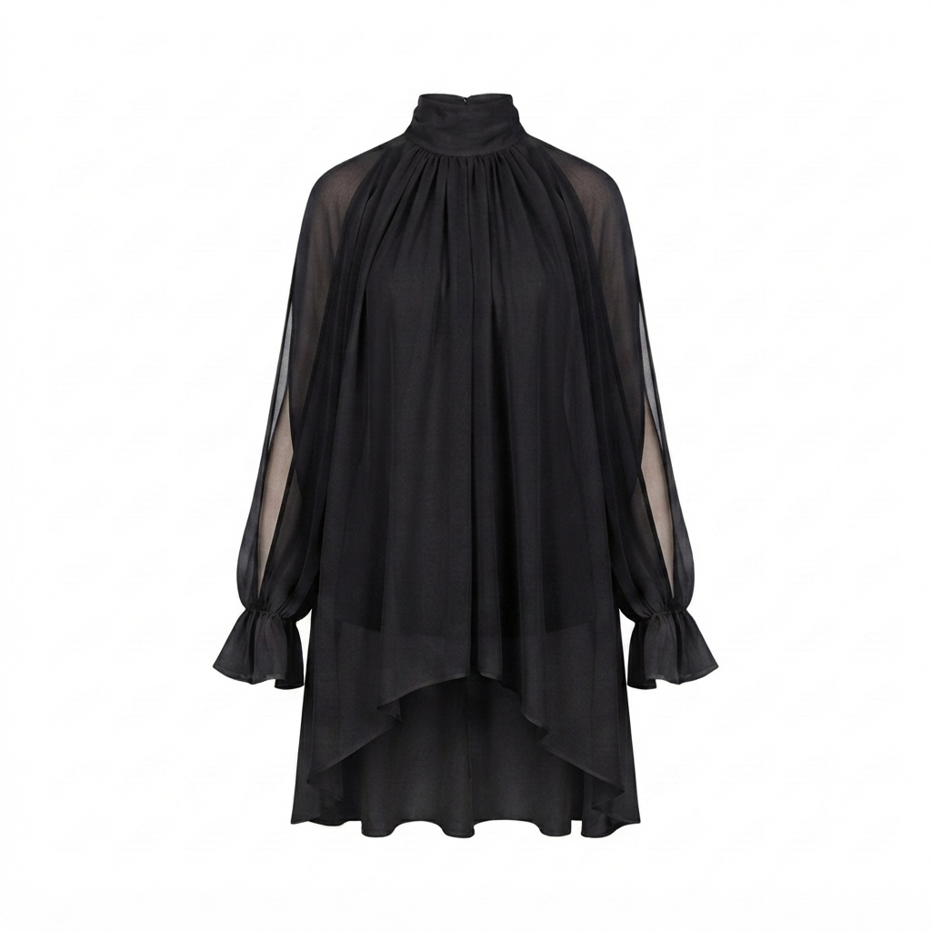 Blusa Camila abertura mangas negro