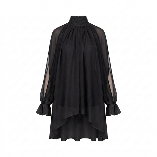 Blusa Camila abertura mangas negro