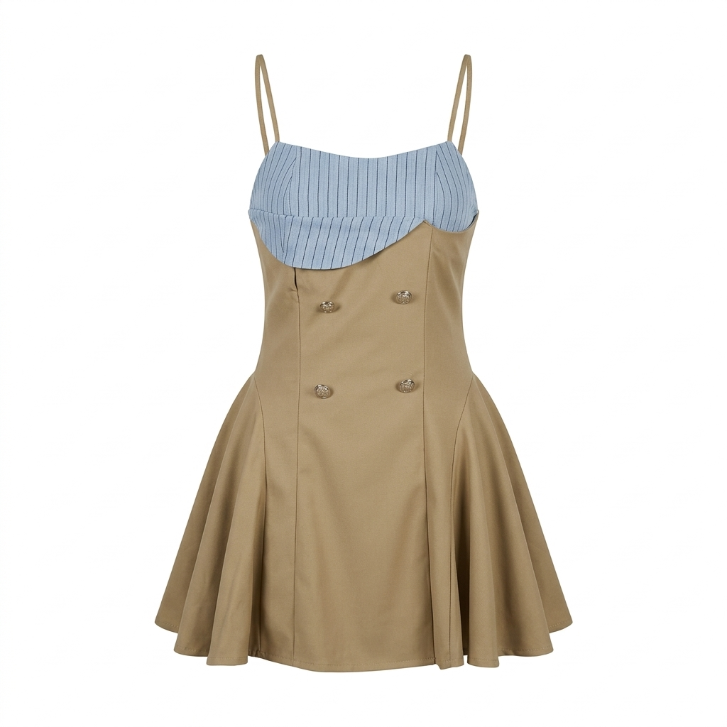Vestido Melissa stripes/kakhy