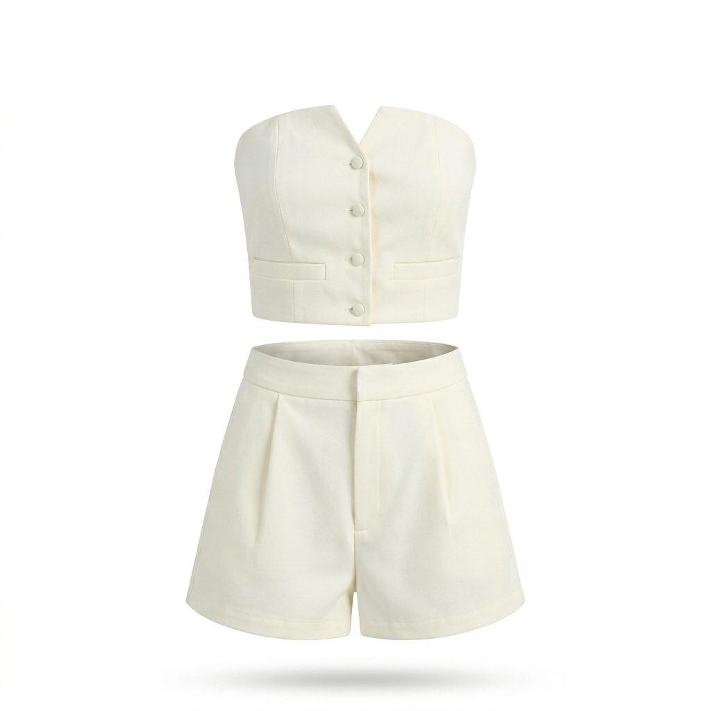 Set strapless + short ECRU