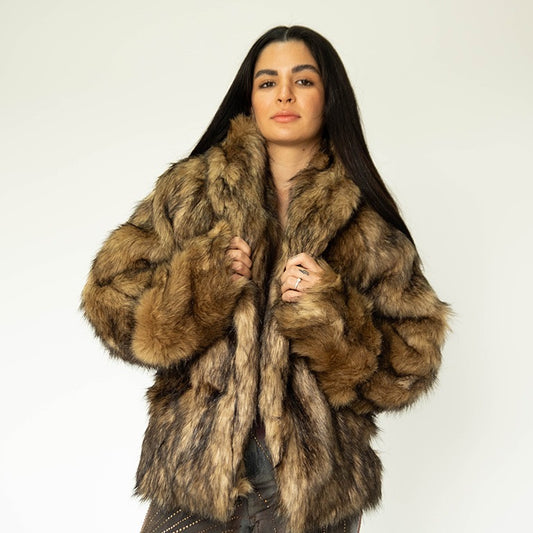 Brown mix FUR JACKET