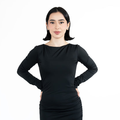 Maxivestido negro espalda descubierta