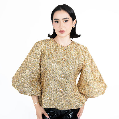 Top dorado mangas bomber
