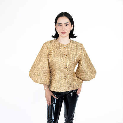 Top dorado mangas bomber