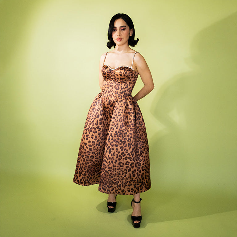 Vestido animal print midi