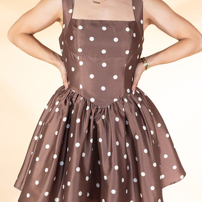 Mini vestido de lunares café