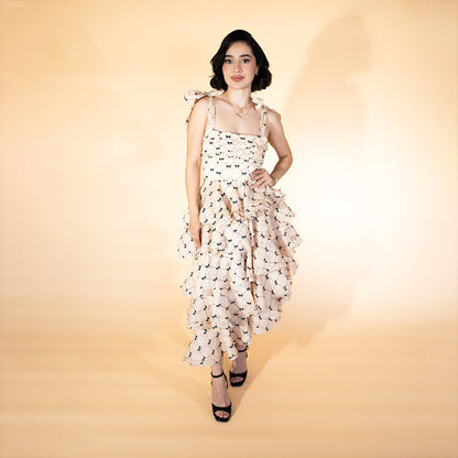 Vestido moños asimétrico