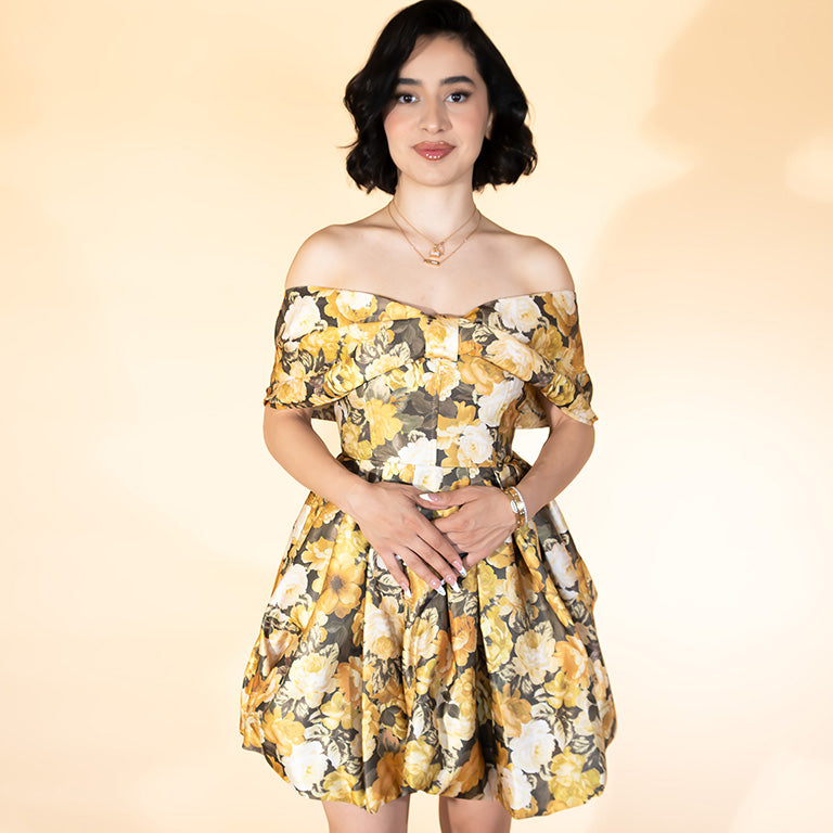 Mini vestido amarillo  FLORAL