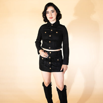 Set mini falda suede negro
