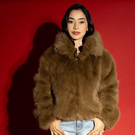 fur camel coat