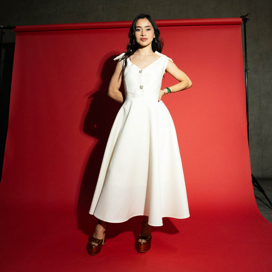 Vestido midi ivory