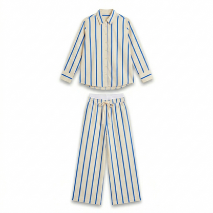 Set Alexandra Stripes Azul doble pretina