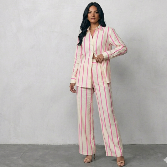 Set Alexandra Stripes Rosa doble pretina