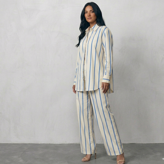 Set Alexandra Stripes Azul doble pretina