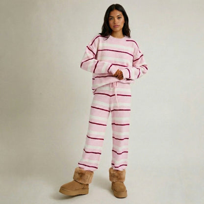 SET CREAM PINK  STRIPE