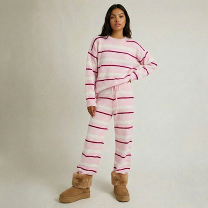 SET CREAM PINK  STRIPE