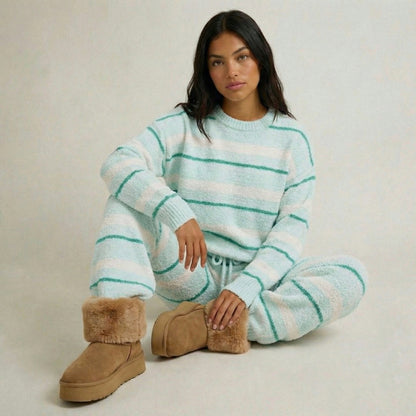SET MINT  CREAM STRIPE