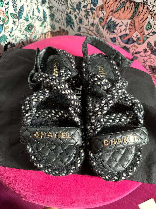 Sandalias Negras chanel 38